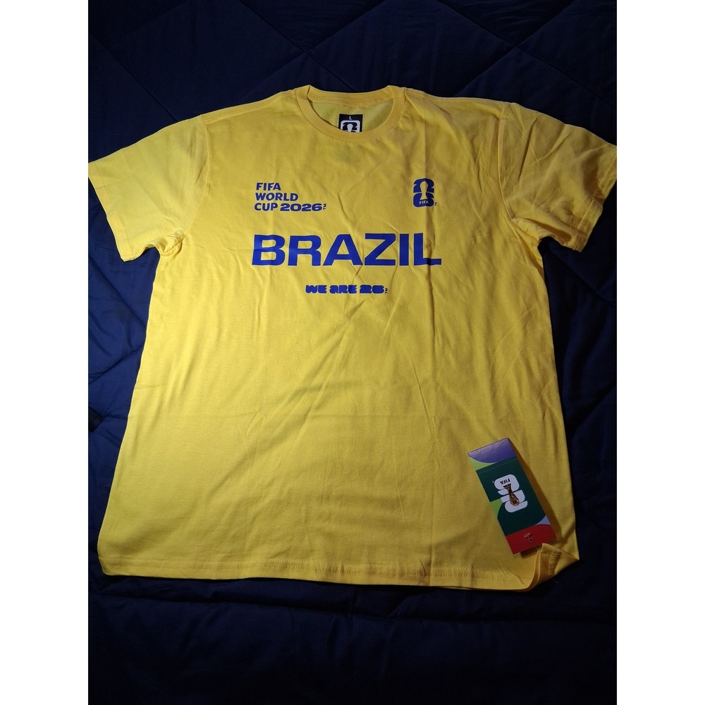 FIFA World Cup 2026 Brazil We Are 26 Yellow Graphic T-Shirt Mens Large NWT